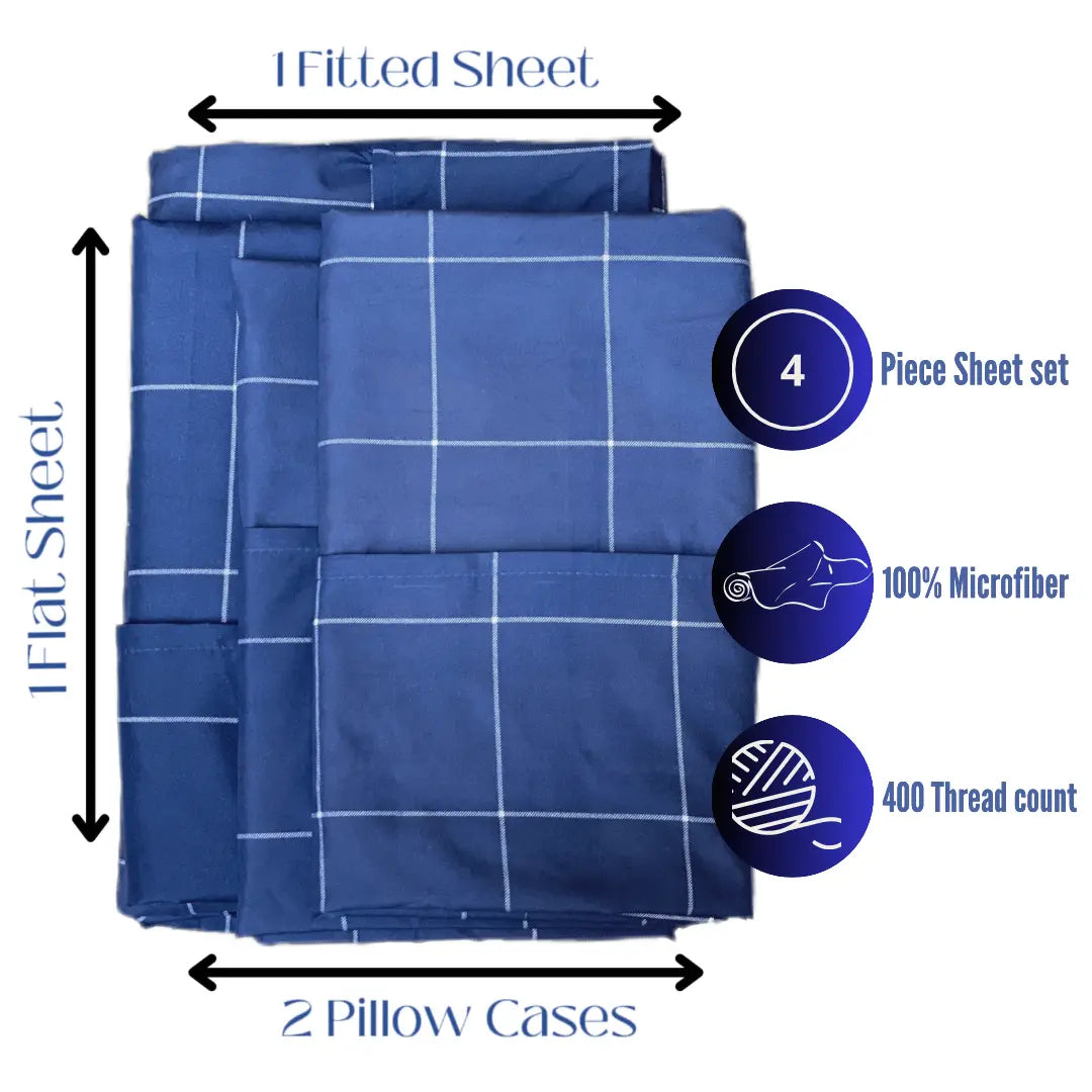 Blue Premium Brushed Microfiber Bed Sheet Set Bed sheet Comfy right