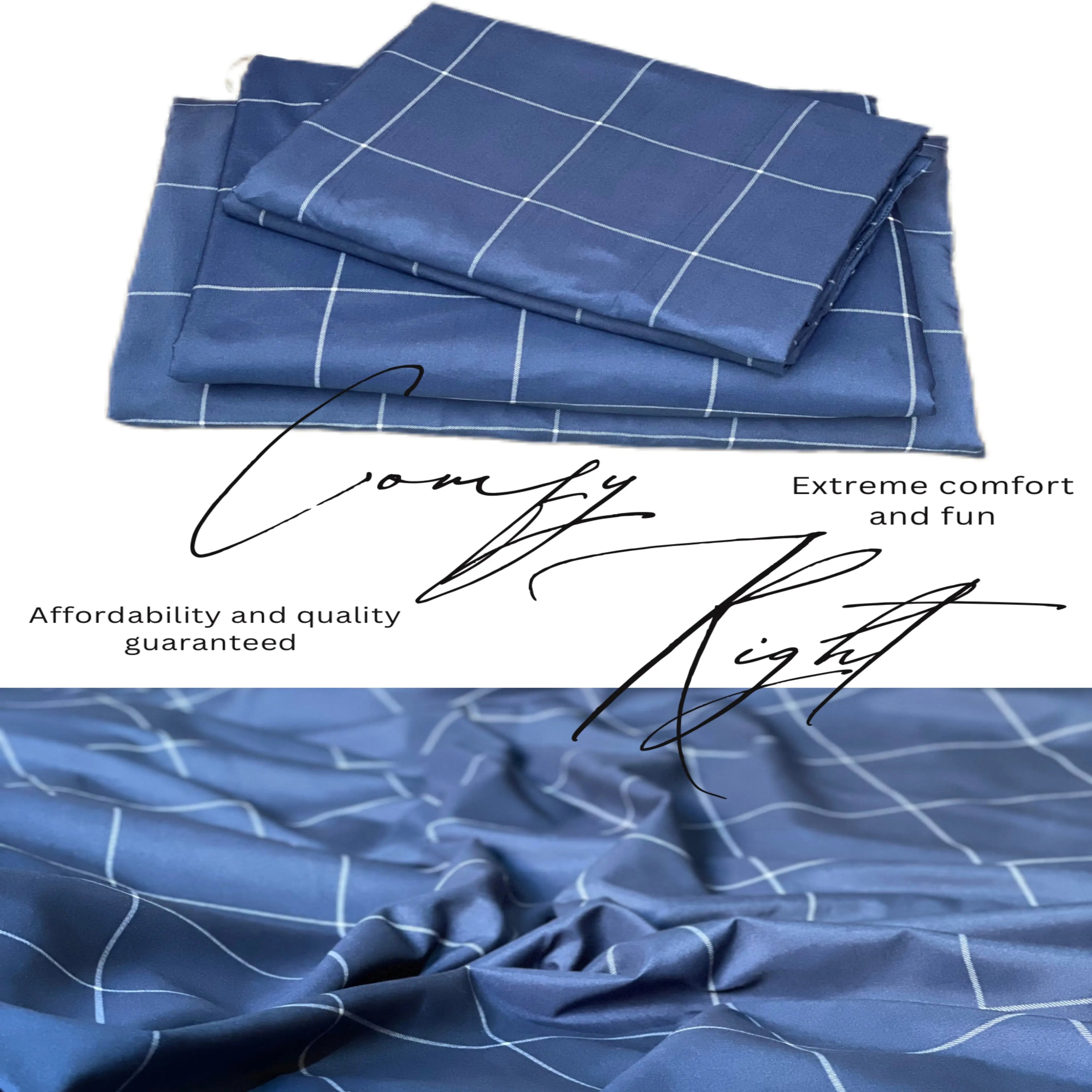 Blue Premium Brushed Microfiber Bed Sheet Set Bed sheet Comfy right