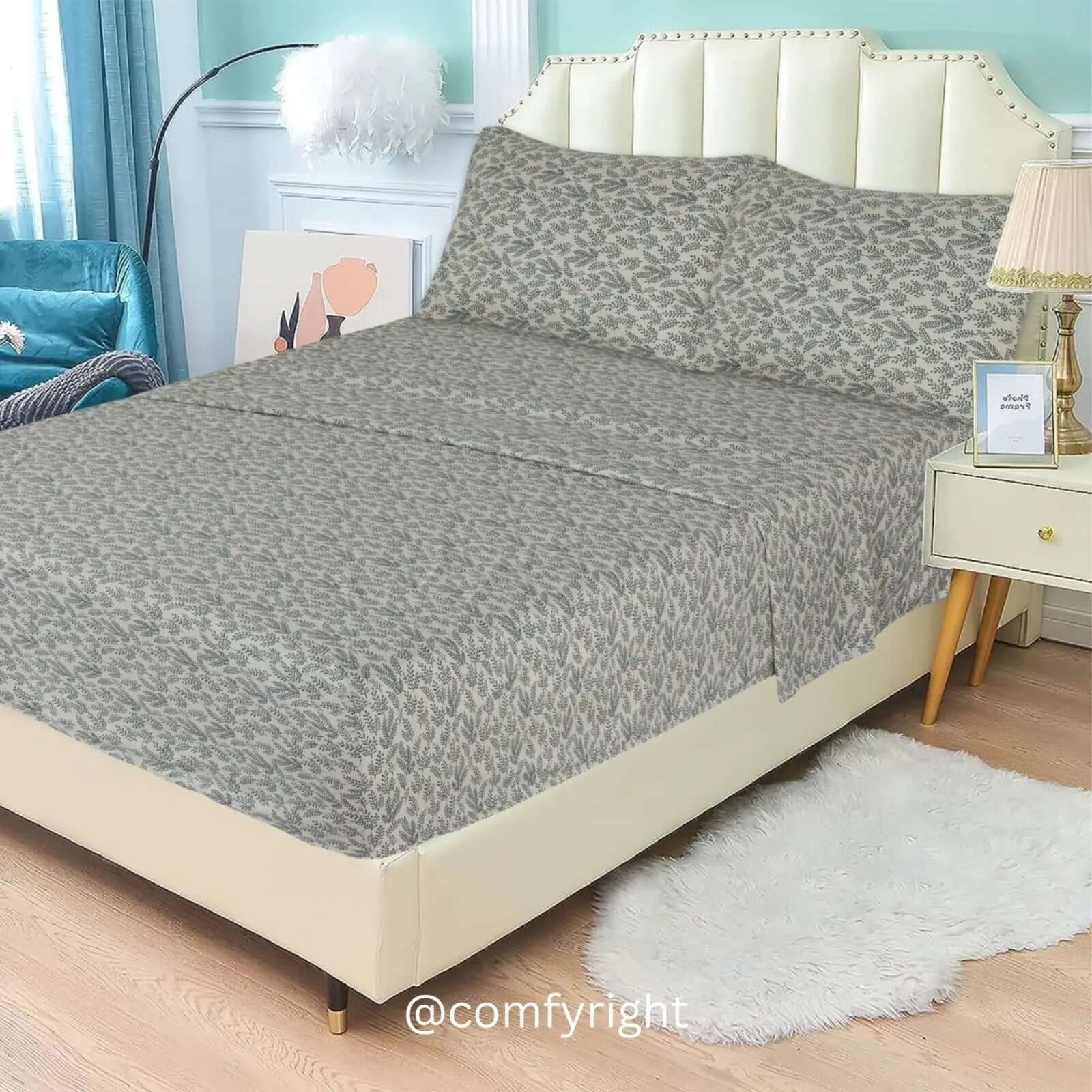 Best microfiber bed sheets In king and Queen size Bed sheet Comfy right King 1 Flat Sheet + 1 Fitted Sheet + 2 Pillows