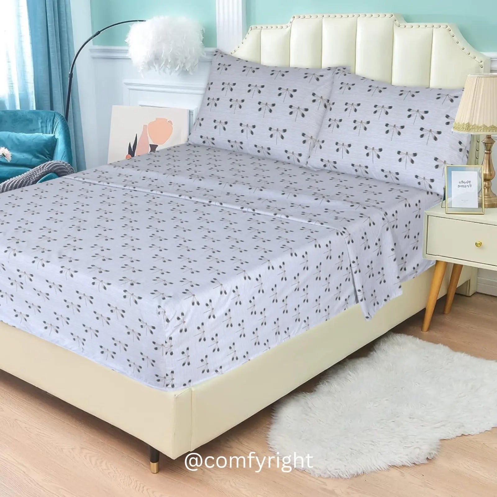 Comfyright Celestial Premium Microfiber Bedsheet 4 -Piece Set Bed sheet Comfy right King 1 Flat Sheet + 1 Fitted Sheet + 2 Pillows