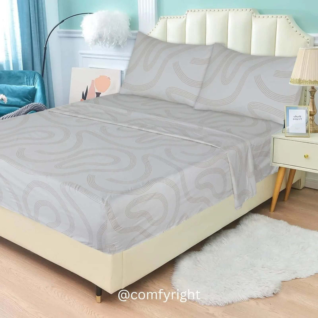 Bedding Bed Sheets - Creamy Mist Weave, King & Queen 4-Piece Set Comfy right