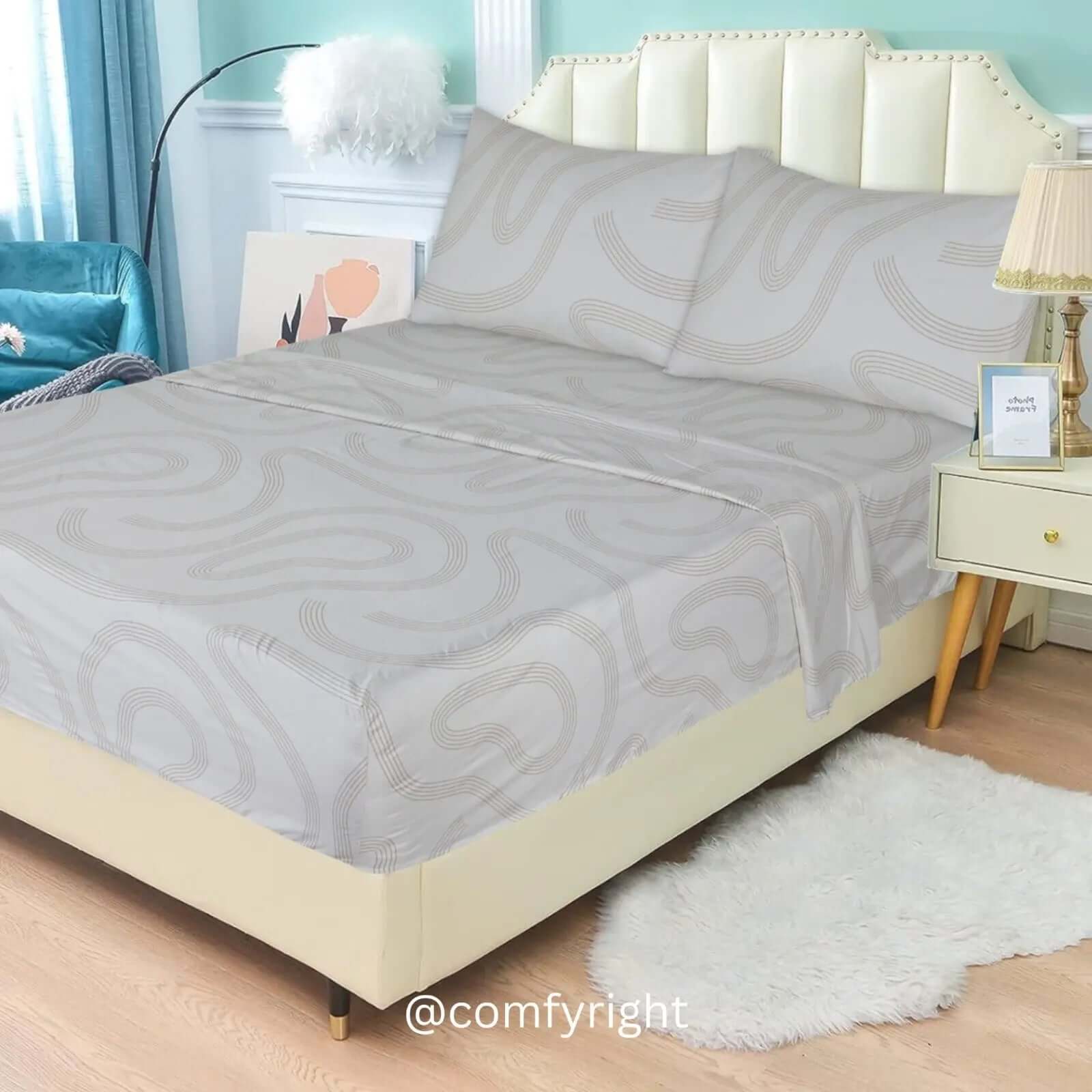 Bedding Bed Sheets - Creamy Mist Weave, King & Queen 4-Piece Set Comfy right