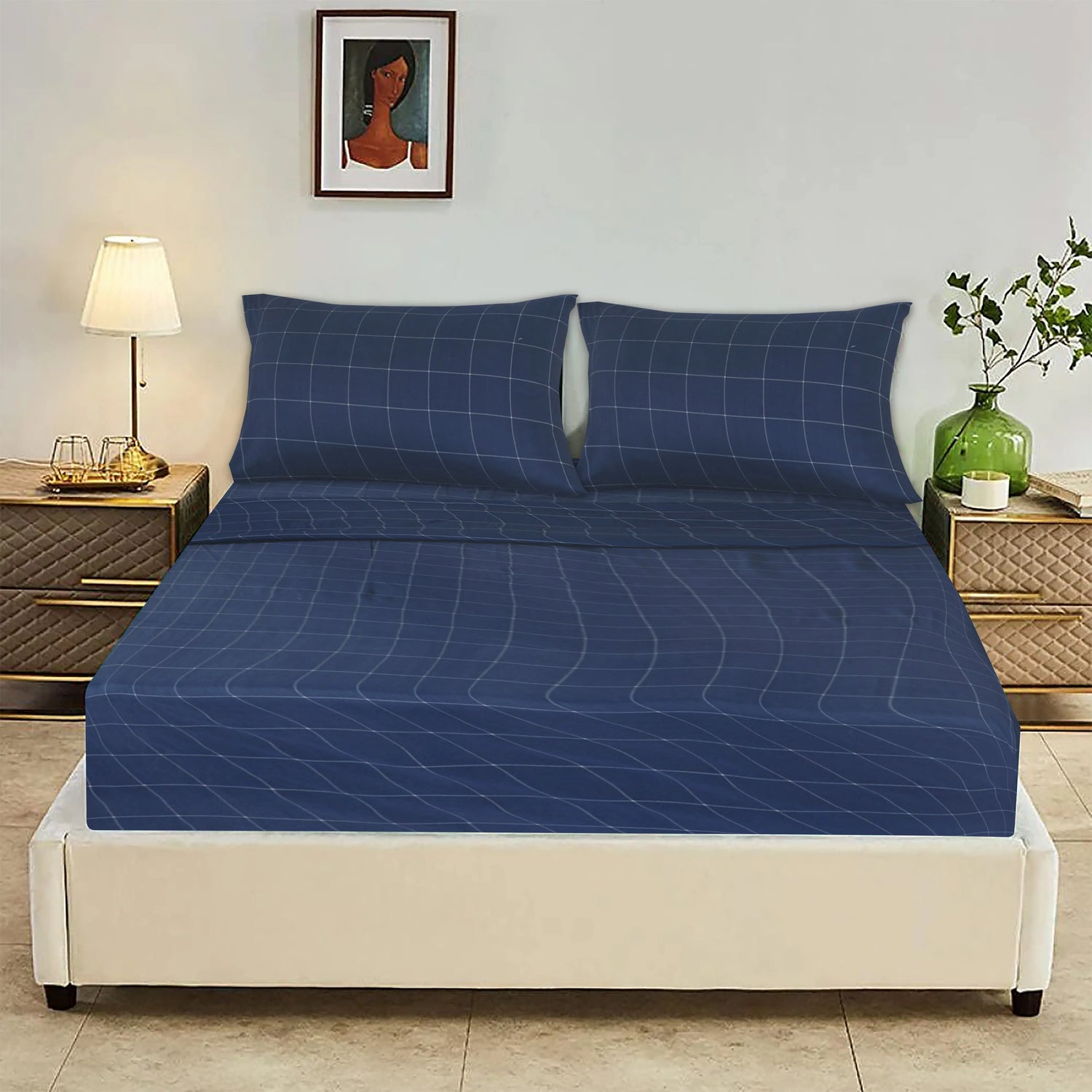 Blue Premium Brushed Microfiber Bed Sheet Set Bed sheet Comfy right 