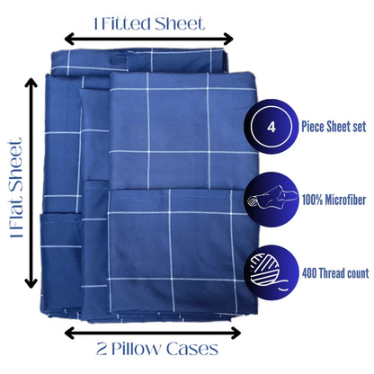 Blue Premium Brushed Microfiber Bed Sheet Set Bed sheet Comfy right 