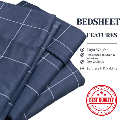 Blue Premium Brushed Microfiber Bed Sheet Set Bed sheet Comfy right 