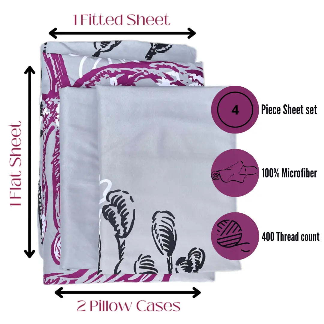 Premium Floral King &amp; Queen Size Bedsheet Set Bed sheet Comfy right 