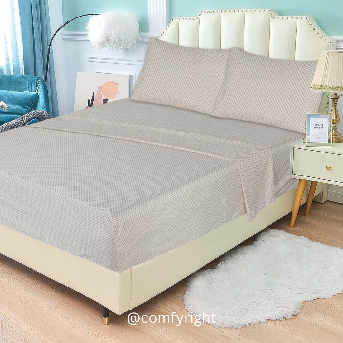 Brushed microfiber bed sheets King &amp; Queen Size Bed sheet Comfy right King 1 Flat Sheet + 1 Fitted Sheet + 2 Pillows 
