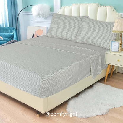 Whimsy White &amp; Black Bedsheet Set King &amp; Queen Size Bed sheet Comfy right King 1 Flat Sheet + 1 Fitted Sheet + 2 Pillows 