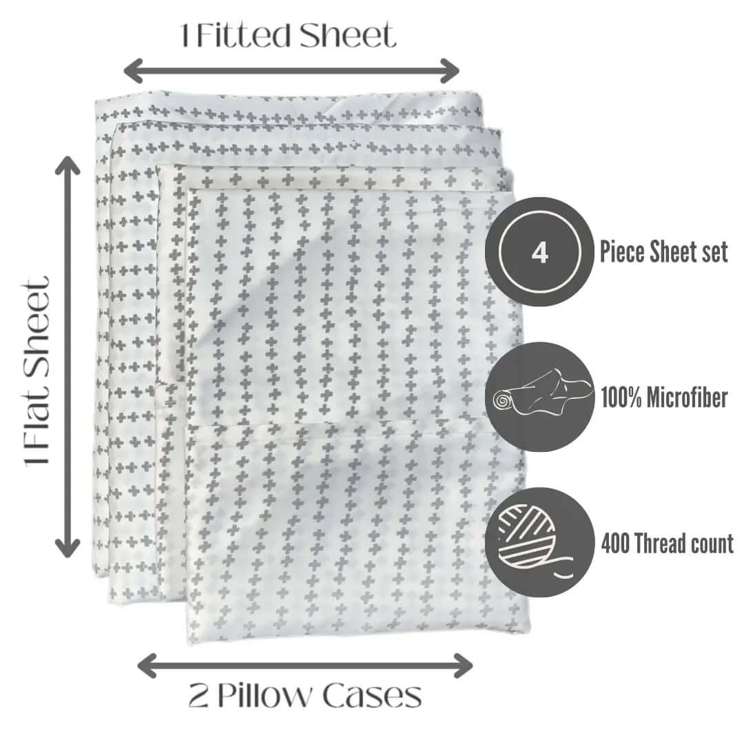 Whimsy White &amp; Black Bedsheet Set King &amp; Queen Size Bed sheet Comfy right 