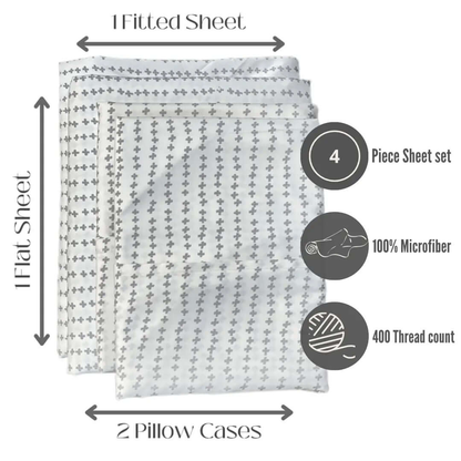 Whimsy White &amp; Black Bedsheet Set King &amp; Queen Size Bed sheet Comfy right 